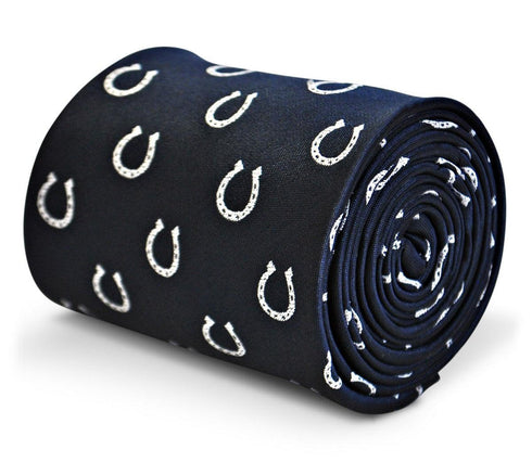 navy tie with horseshoe design
