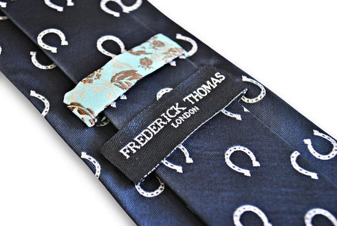 navy tie with horseshoe design