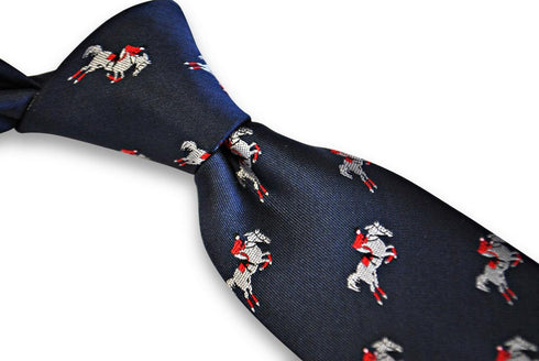 navy tie with showjumping jockey design