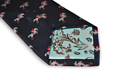 navy tie with showjumping jockey design