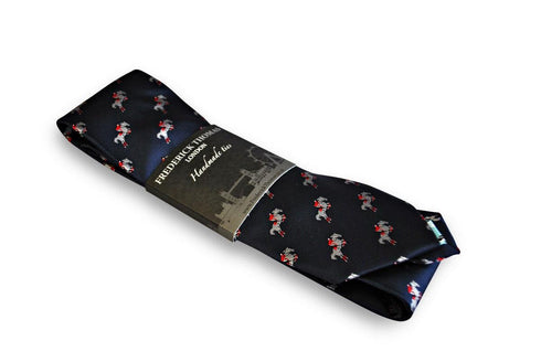 navy tie with showjumping jockey design