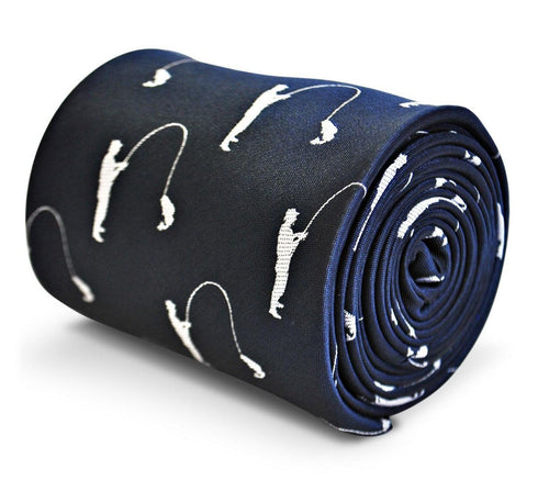 navy tie with fishing design