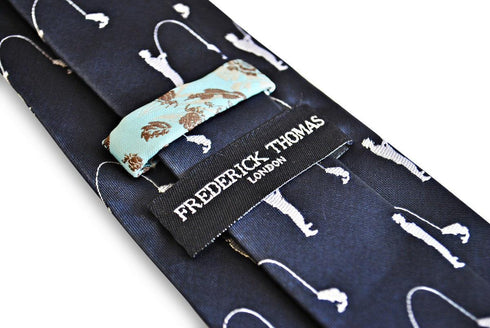 navy tie with fishing design