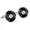 black and silver circular cufflinks