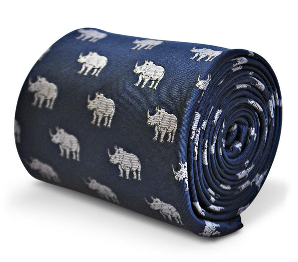 navy tie with rhino design