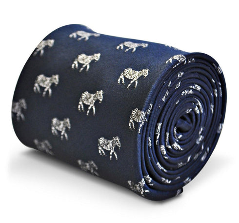 navy tie with zebra design