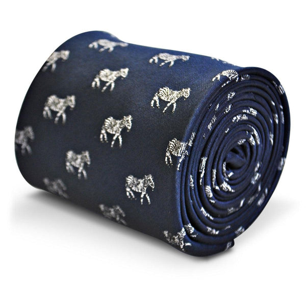 navy tie with zebra design