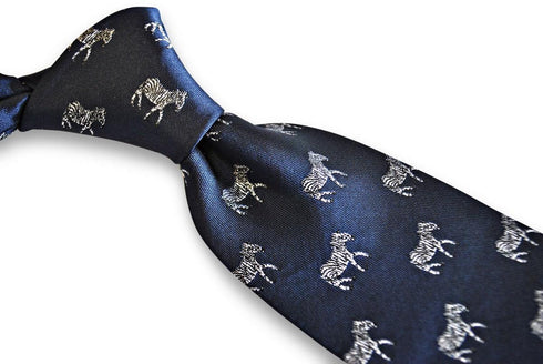 navy tie with zebra design