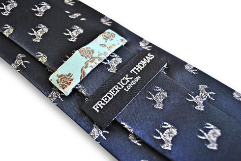 navy tie with zebra design