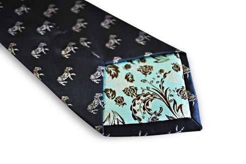 navy tie with zebra design