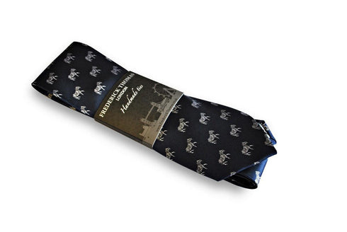 navy tie with zebra design