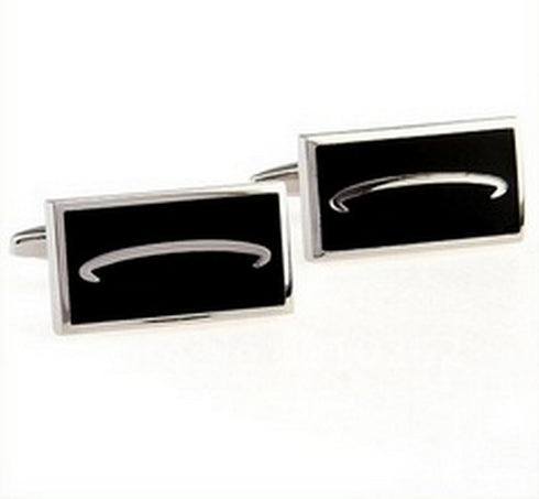 black and silver arched design cufflinks