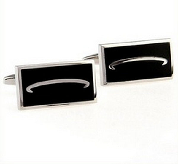 black and silver arched design cufflinks