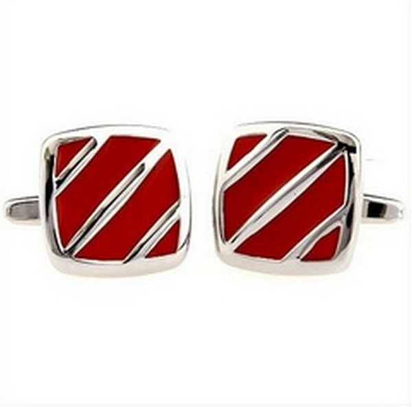 red and silver striped cufflinks