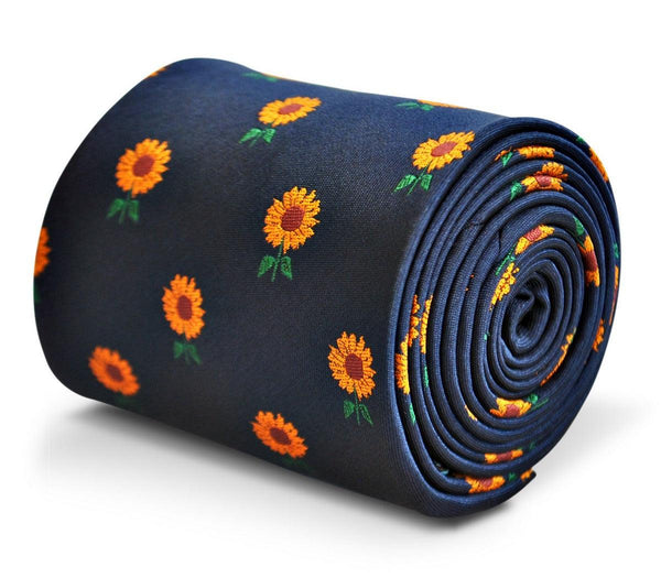 navy tie with sunflower design