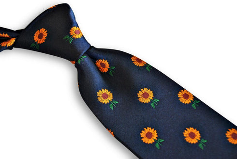 navy tie with sunflower design