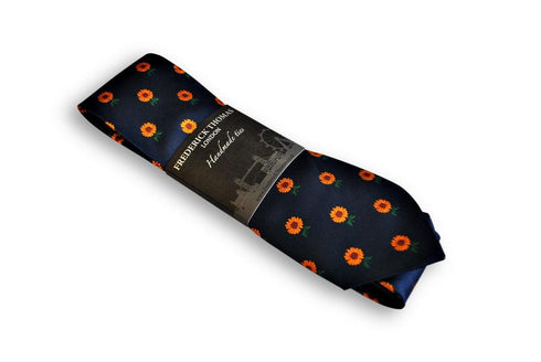 navy tie with sunflower design