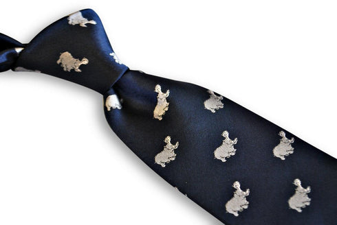 navy tie with hippo design
