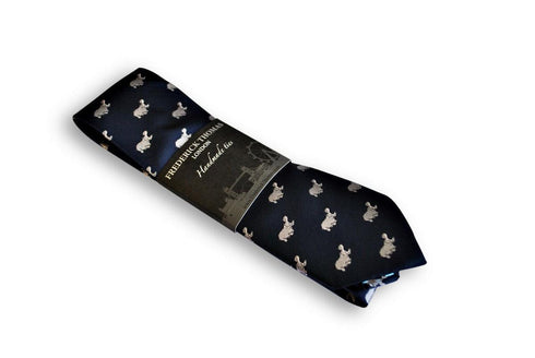 navy tie with hippo design