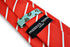 red mens tie with thin white stripes