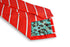 red mens tie with thin white stripes
