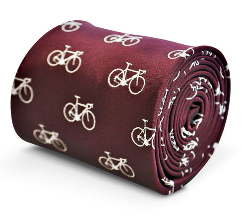 maroon mens tie with bicycle design