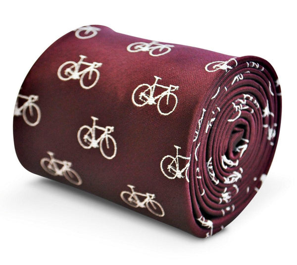 maroon mens tie with bicycle design