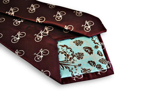 maroon mens tie with bicycle design