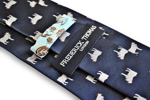 navy tie with goat design