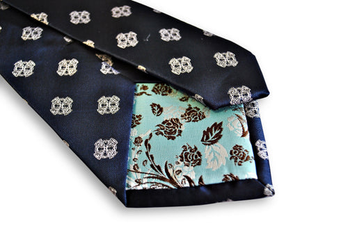 navy tie with celtic cross design