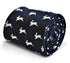 navy tie with leaping rabbit design