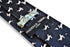 navy tie with leaping rabbit design