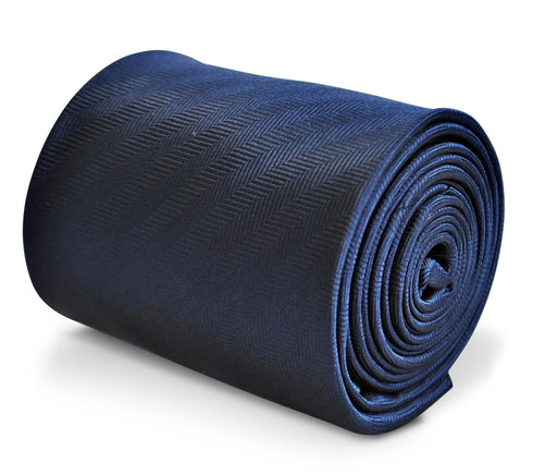 navy tie with herringbone design