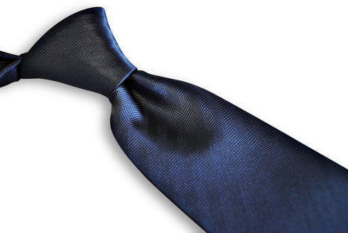 navy tie with herringbone design