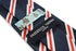 navy tie with white and red stripes design