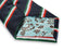 navy tie with red, green and white stripe design