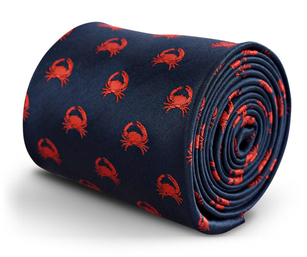 navy tie with crab design
