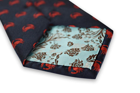 navy tie with crab design