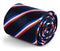 navy tie with red, white and blue striped design