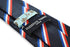 navy tie with red, white and blue striped design