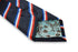 navy tie with red, white and blue striped design