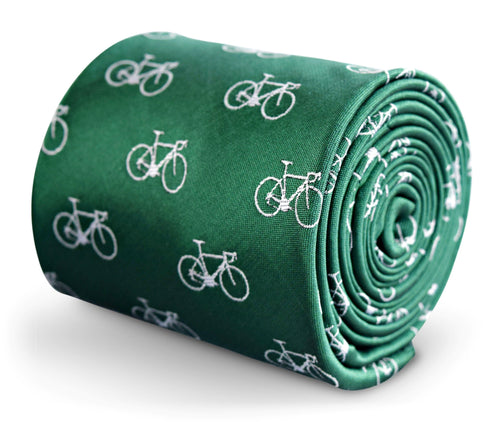 green tie with bicycle design