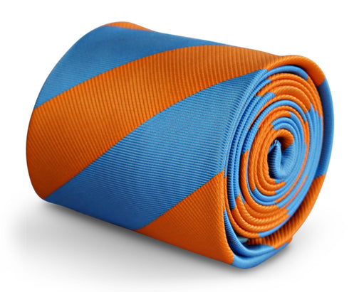 light blue and orange barber stripe design tie