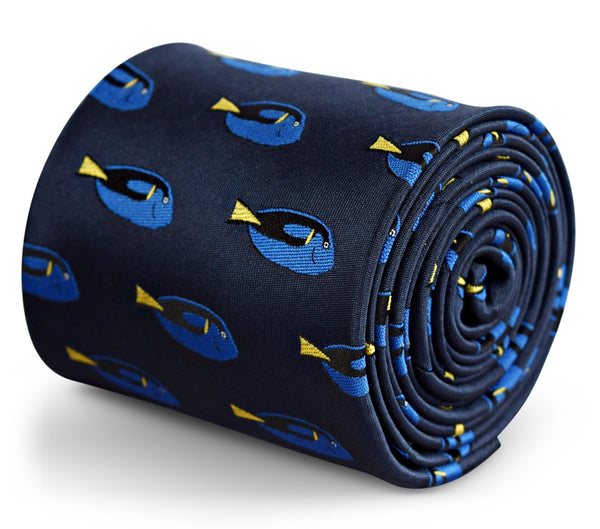 Navy blue tie with finding dory fish design