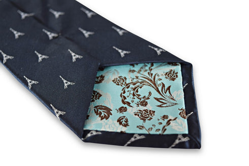 navy tie with French Eiffel Tower design
