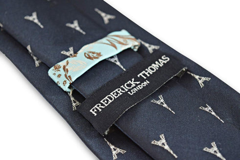 navy tie with French Eiffel Tower design