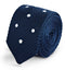 navy with white polka spots skinny knitted tie with pointed end