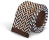 brown and white herringbone knitted tie