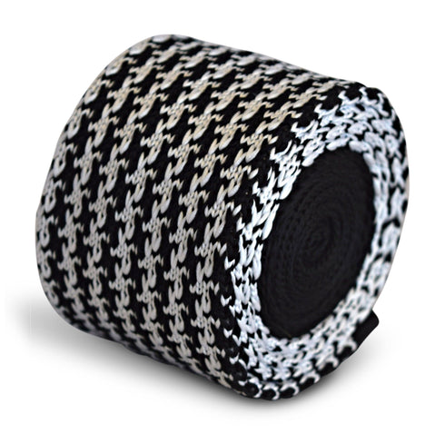 black and white dogstooth knitted tie