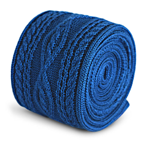 royal blue cable knit skinny tie